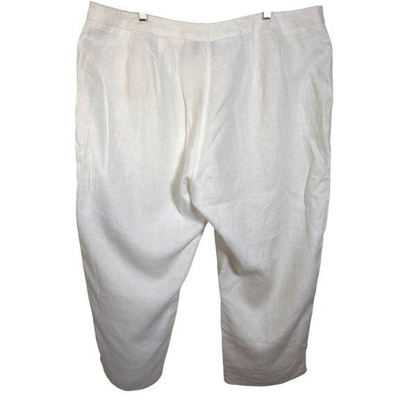 Jones New York Pants Size 20W 100% Linen White Cropped Pockets Lined Tapered Leg - Picture 7 of 8